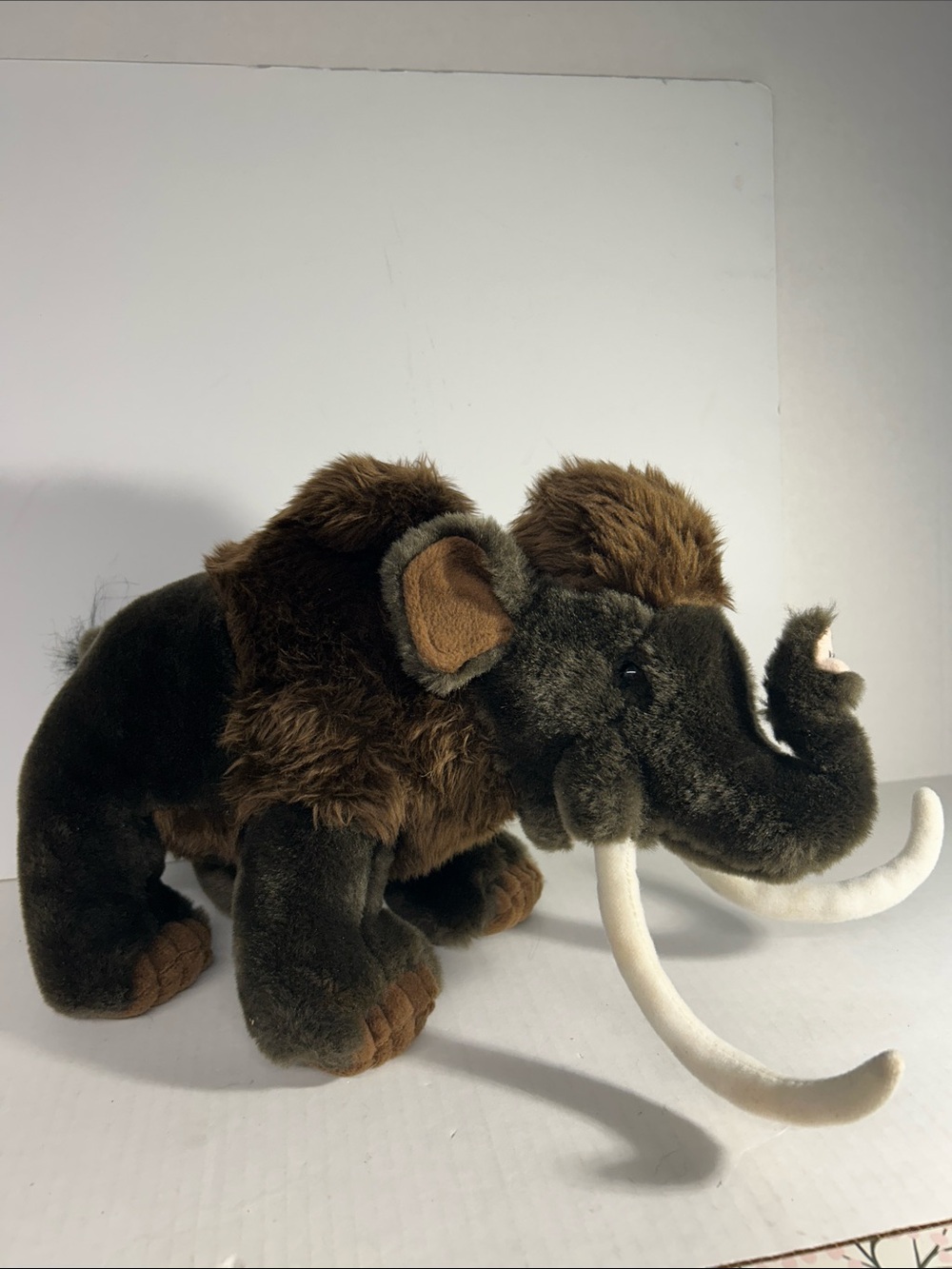 Wild Republic 14” Plush Woolly Mammoth - Brown and Cream Faux Fur with Tusks